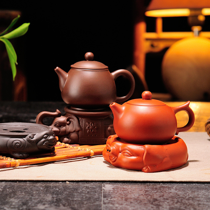 Kung Fu Tea Set Tea Ceremony Accessories Tea Pot Cushion Purple Sand Pixiu Pot Tea Pig Pot Tea Tray Ceramic Base Tea Bearing