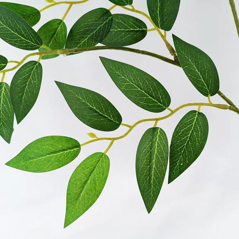 Factory direct supply single simulation Elaeagnus angustifolia leaf bean flower leaf eucalyptus branch indoor and outdoor decoration artificial green plant ornaments