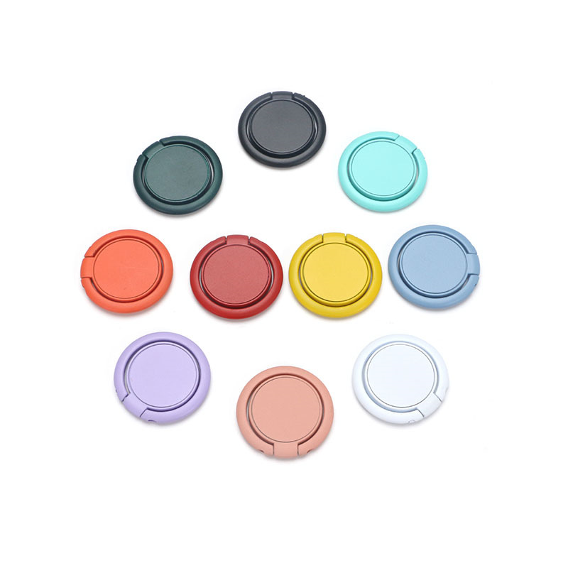 Macaron solid color ring buckle paint metal mobile phone buckle desktop drop-resistant lazy bracket back sticker printed logo