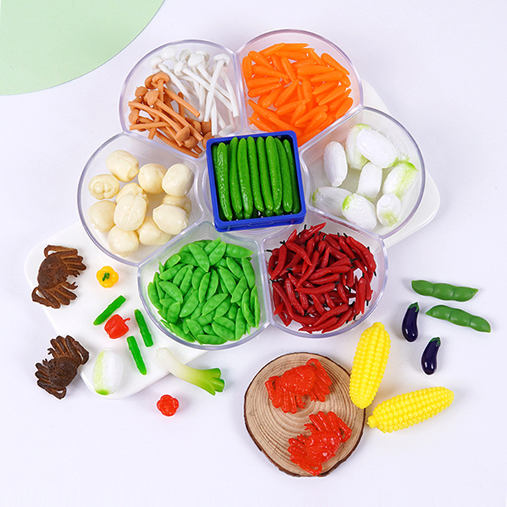 PVC simulation mini pepper eggplant cabbage broccoli crab tongs miniature food play scene supermarket ornaments diy toys