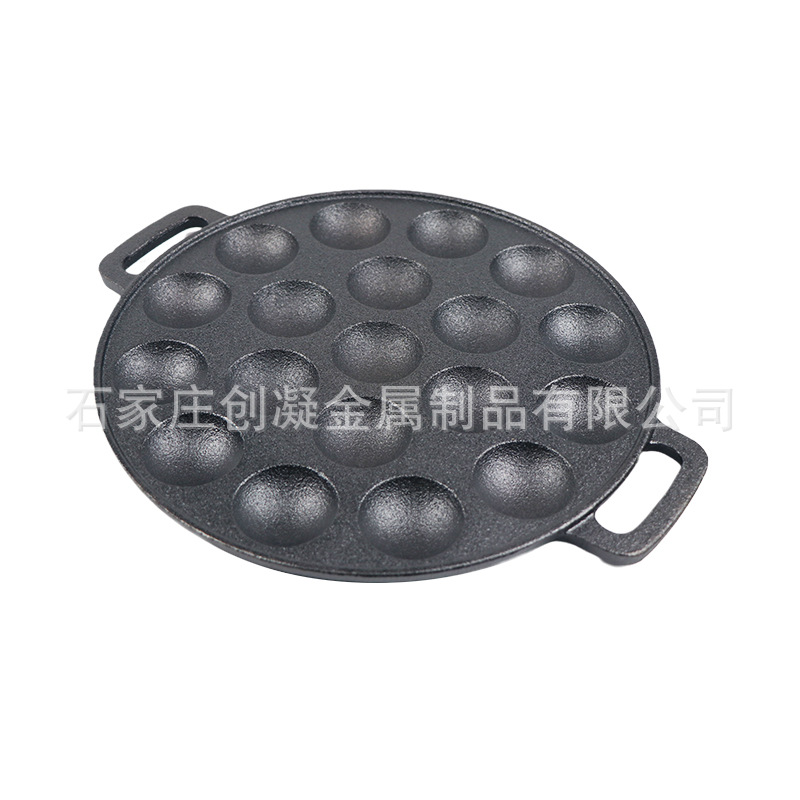 12-15-19-отверстий чугунная сковорода-октопус для жарки яиц круглая форма для выпечки с двумя ручками