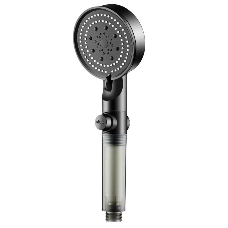 Black five-speed filter booster shower head strong shower head toilet bathroom universal visual shower head