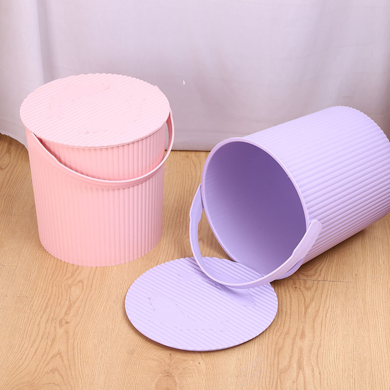 Portable Plastic Storage Bucket Thickened with Lid Sitting Multi-purpose Bath Bucket Household Water Storage Bucket Plastic Fishing Bucket Water Bucket
