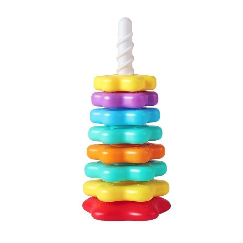 Rainbow Spinning Fun Stacking Ring Baby Baby Spinning Tower Kidsren's Educational Early Education Toys 1-3 Years Old Wholesale