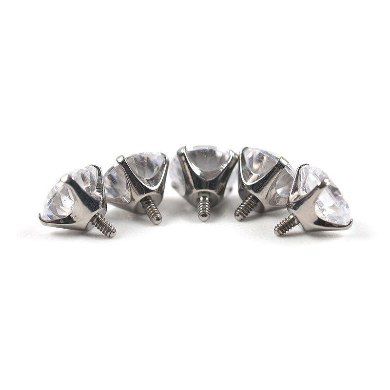 Cross-border European and American jewelry F136 titanium alloy four-claw screw head empty holder titanium alloy puncture jewelry claw holder accessories