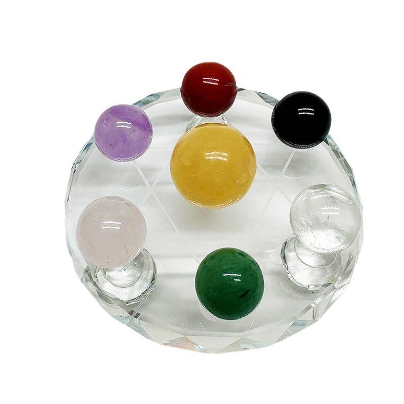 Colorful Seven Star Array Ornaments Natural Crystal Ball Seven Star Array Plate Feng Shui Ornaments White Pink Amethyst Seven Star Array