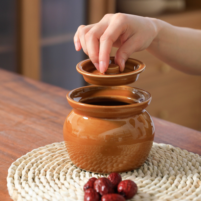 Coil Ceramic Stew Pot Water-proof Stew Pot with Lid Soup Stew Pot Steamed Egg Steaming Pot Soup Pot Household Commercial Small Stew Pot