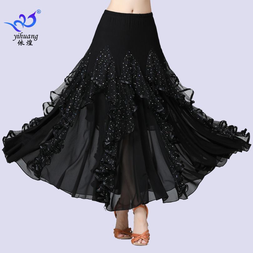 New Ballroom Dance Dress Sequin Long Dress Modern Dance Skirt Square Dance Big Dress Practice Dress Performance Dress