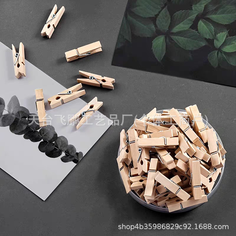 Wooden Color Small Wooden Clip DIY Photo Clip Wooden Clip Fixed Clip Solid Wood Craft Clothing Decoration Display Clip