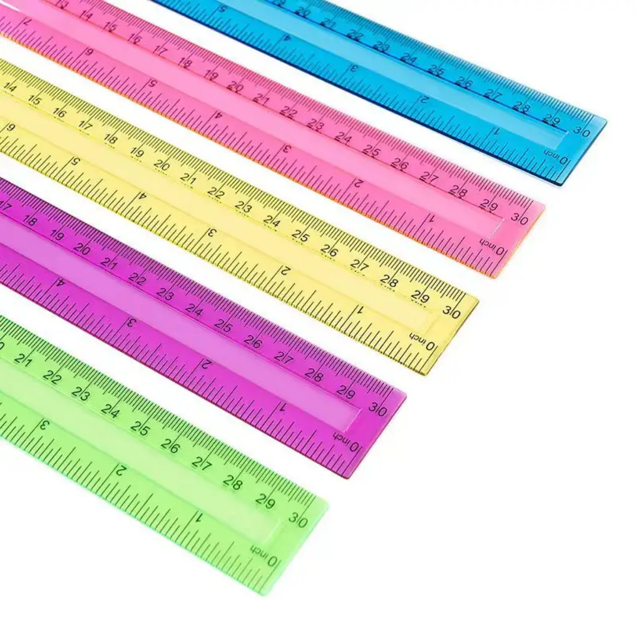 30cm ruler groove plastic ruler color transparent ruler plastic ruler 30cm color ruler