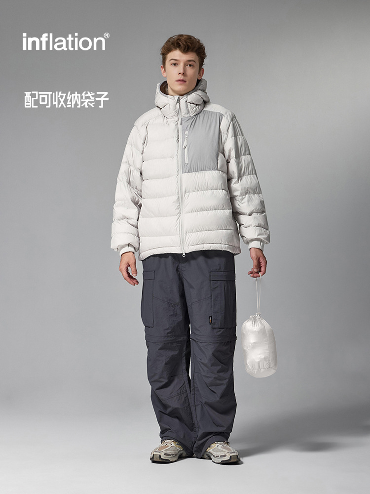 Jie Zhan Men's Clothing | Water-Repellent Lightweight Hooded 90 down Jacket 25 Winter New Product Packable down Coat for Men