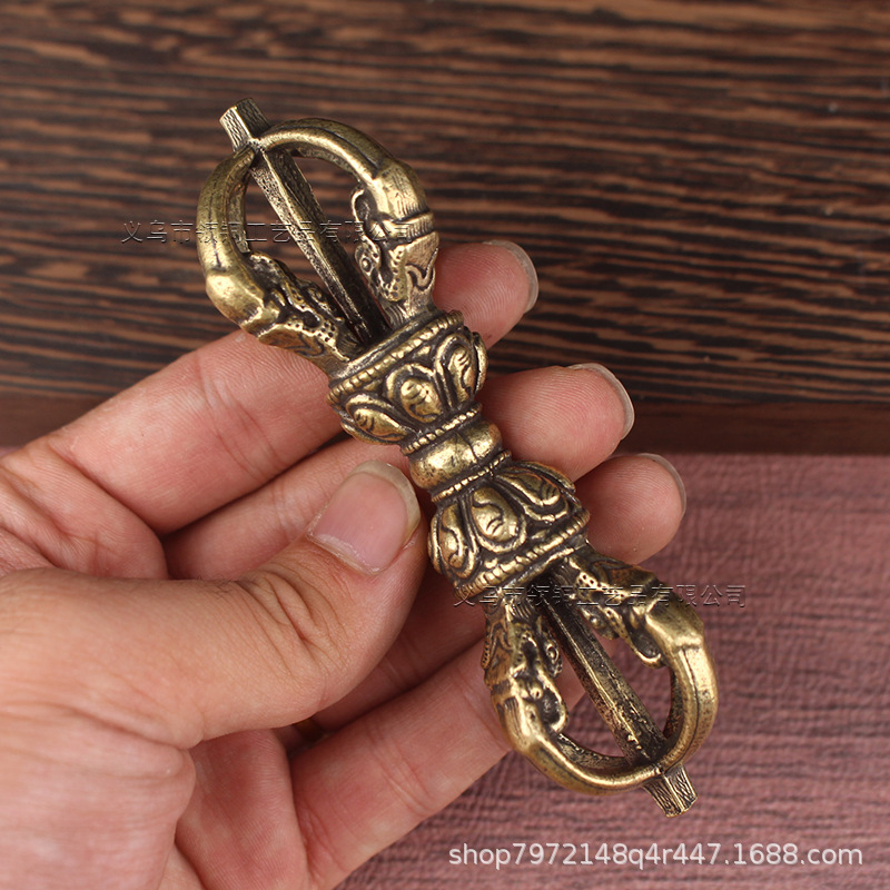 Xizang Secret Teach Instrument Handmade Brass Five-strand King Kong Magic Pestle Ornaments Old Crafts Nepalese Law