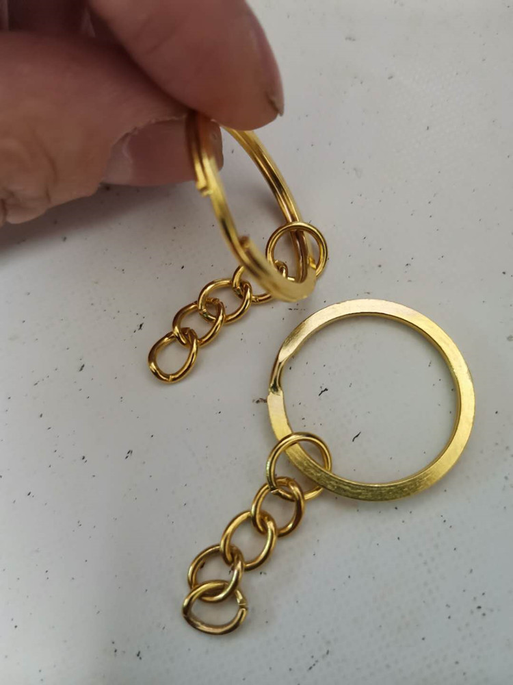 Key ring flat ring with chain imitation gold 1.8*25mm flat ring key ring with 4 chain