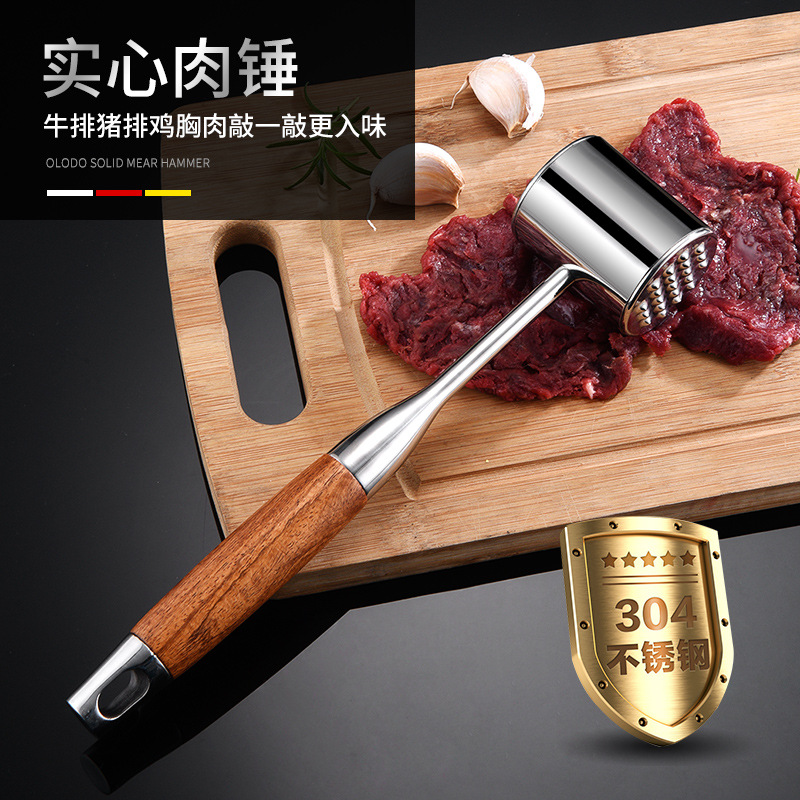 304 Loose Meat Hammer Stainless Steel Household Beef Hammer Steak Knocking Tool Tender Meat Hammer Flapper Marinated Meat Artifact