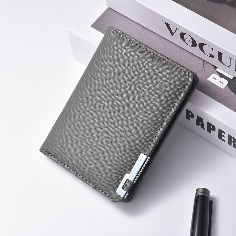 Wallet Men's Short Wallet Iron Edge Cross Pattern Men's Multi-Card Wallet Card Holder Wallet Men's High-end Sense