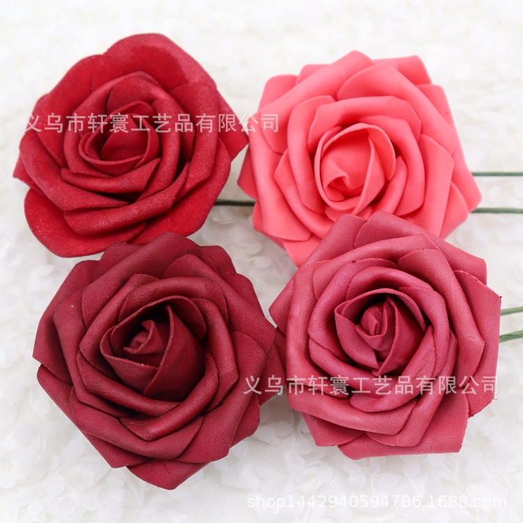 Cross-border simulation flower rose flower PE flower foam flower home decoration flower Valentine's Day fake flower holding flower 8cm wholesale