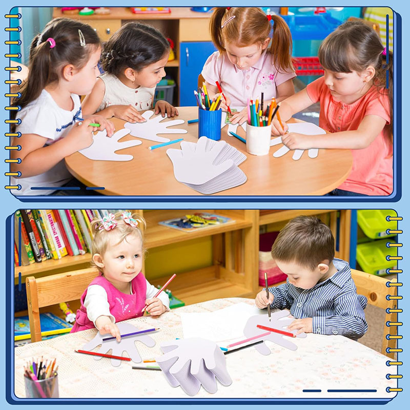 White Hand-Shaped Paper-Cut Paper Hand-Shaped Paper-Cut Blank Handprint Creative Paper-Cut Kidsren's DIY Classroom Decoration Bulletin Board
