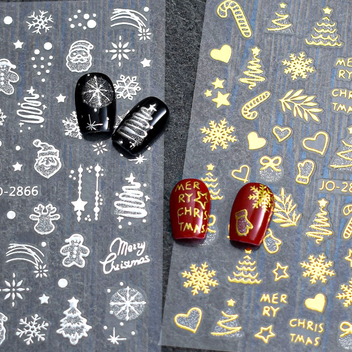 Christmas Series Nail Art Stickers Christmas Fantasy Silver Onion Pink Snowflake Christmas Tree Sweet Cool Style Nail Art Stickers