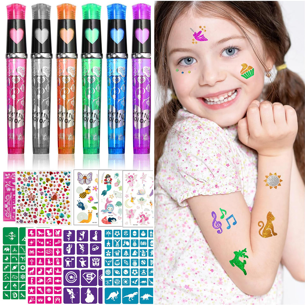 Cross-border children's cartoon glitter powder tattoo suit semi-permanent temporary tattoo suit stage performance glitter powder outfit