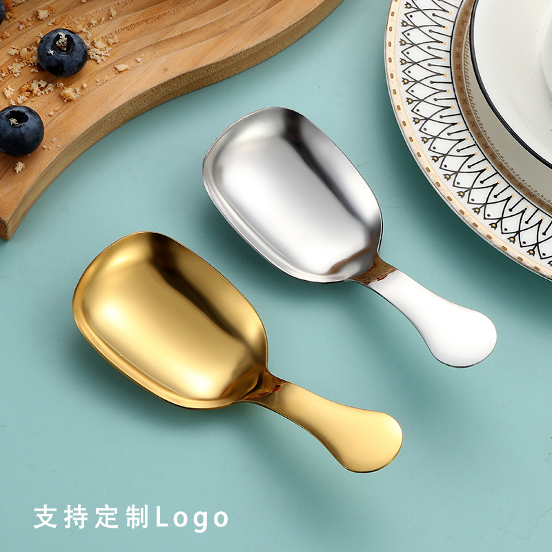 Stainless Steel Short Handle Teaspoon Tea Spoon Dessert Ice Cream Small Spoon Creative Tea Set Accessories Small Tea Spoon Tea Shovel Gold