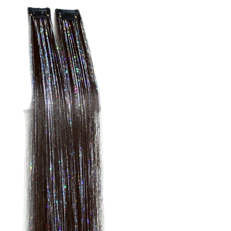 Laser Ear-Hanging Dyed Wig for Female Concert Hottie Stage Hair Accessories, Sparkling Silk Colorful Hottie Hair Accessories