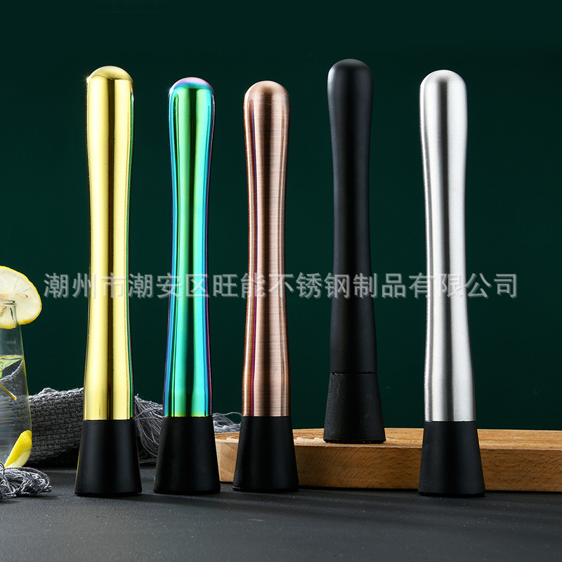 Stainless Steel Juice Crushed Popsicle Pressed Juice Stick Milk Tea Shop Hand Mashing Stick Fruit Pressing Stick Beaten Lemon Crushed Ice Hammer