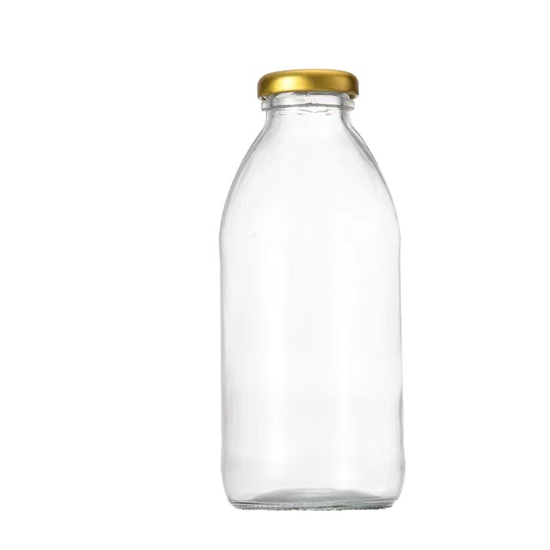 Manufacturer Wholesale Strawberry Milk Bottle Strawberry Milkshake Yogurt Poplar Nectar Glass Bottle with Lid Sealed Glass Empty Bottle