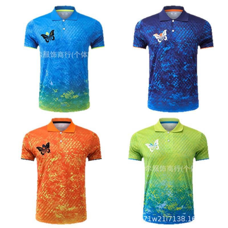 Summer Table Tennis Uniforms for Men and Women, Short-Sleeved Kidsren's Competition Training Sports Tops, Quick-Drying Running Team Uniforms with Printing