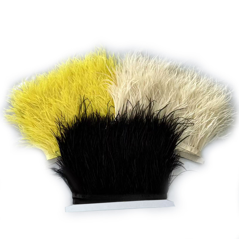 In Stock 7-9cm Ostrich Feather Trim Colorful Ostrich Feathers Dress Performance Accessories DIY Decorative Feather Trim
