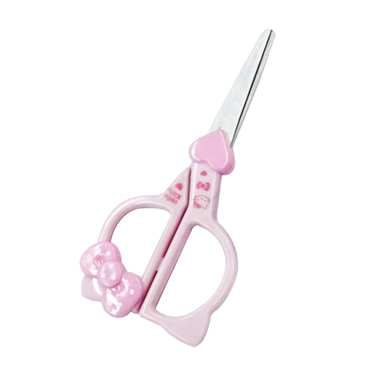 Student scissors Sanrio handmade paper cutting thread cutting head plastic bow handle with heart-shaped suction card packaging scissors