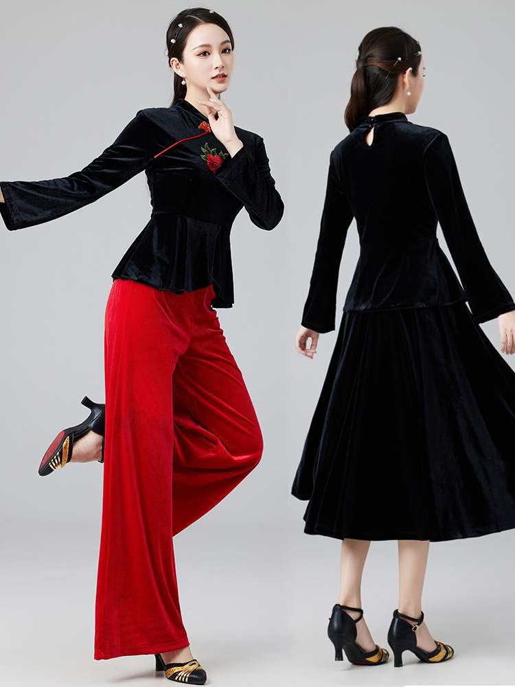 New Square Dance Clothing Xizang Ethnic Style Embroidery Middle-aged and Elderly Classical Dance Table Performance Clothing suit Women's Clothing