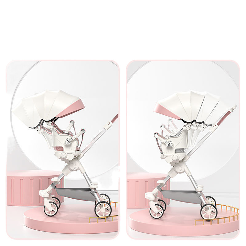 Baby Walking Stroller, Four-Wheel Kidsren's Infant Lightweight Foldableing Two-Way Stroller 1-6 Years Old High View