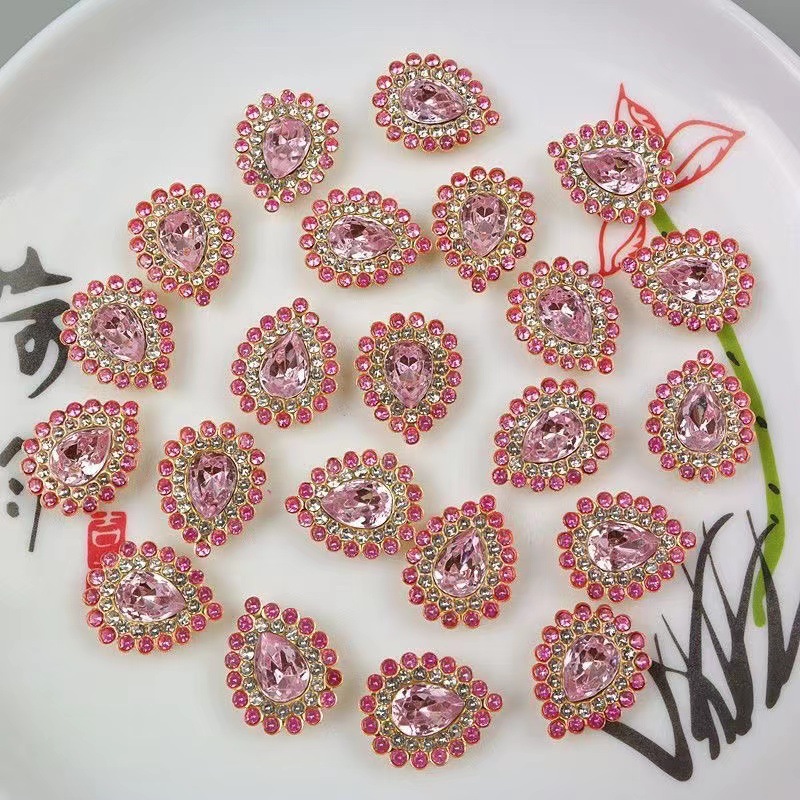 16x 20mm mixed color double layer sunflower heart drill horse eye drill snowflake heart drop drill flat bottom drill manual diy material