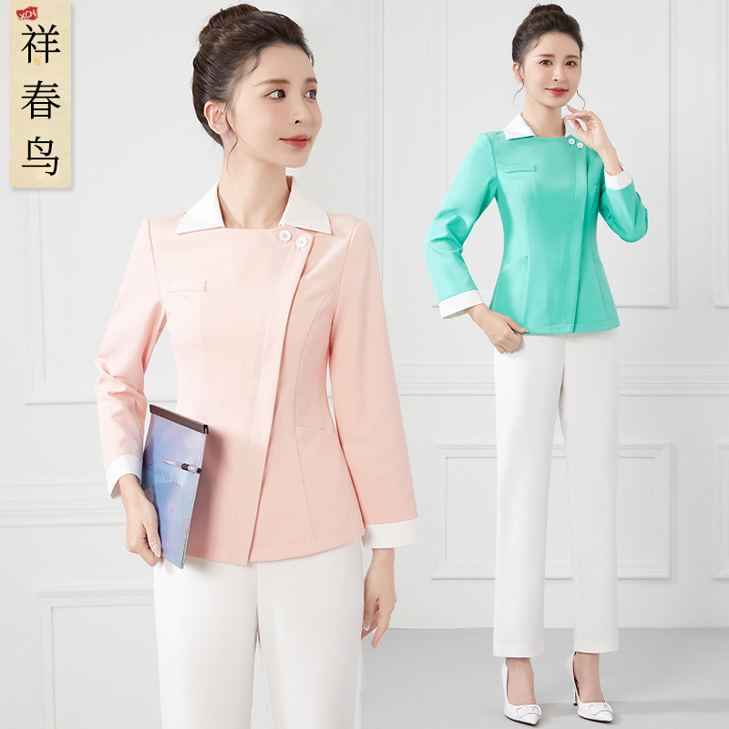 Форма медсестры Xiangchunniao длинный рукав женская стоматологическая форма красоты стильная медицинская форма консультанта по уходу за кожей