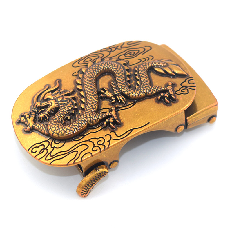 Men's retro dragon belt buckle manufacturers imitation copper color high-grade faucet alloy automatic belt buckle online shop hot sale