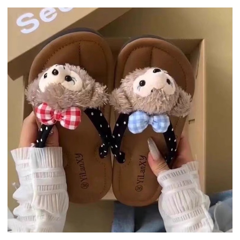 Cartoon Cute Flip-Flops for Women's Outer Wear 2024 Summer New Soft-Soled Fashion Versatile Popular Ins Sandals Flats Bottom