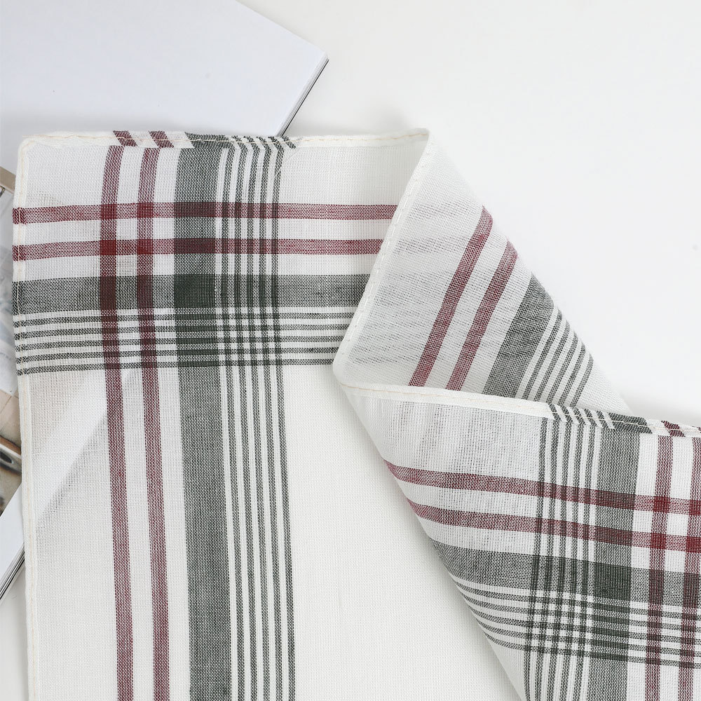 Classic Men's Polyester Sweat-Absorbing Plaid Handkerchief Vintage Thin Handkerchief Elder Elderly Women's Sweat Wipe