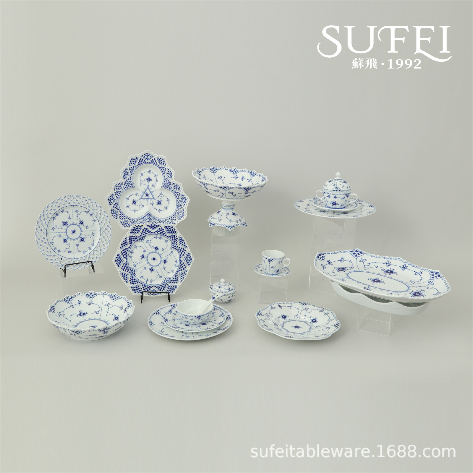 Su Fei Kiln-Turned Ceramic Dinner Plates and Tableware, Reinforced Yongfu Big-Name Hand-Painted Tangcao High-End Club Hotel Bowls and Cups
