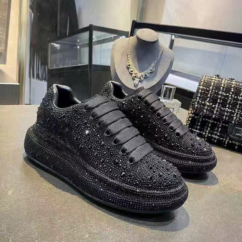 High version McQueen leather White shoes men's height increasing platform all-Match platform shoes women's 24 casual sports couple Board Shoes