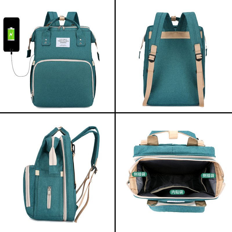 Cross-Border Upgraded Version, Large-Capacity, Multi-Functional and Convenient Folding Crib Mommy Bag, High-End Backpack