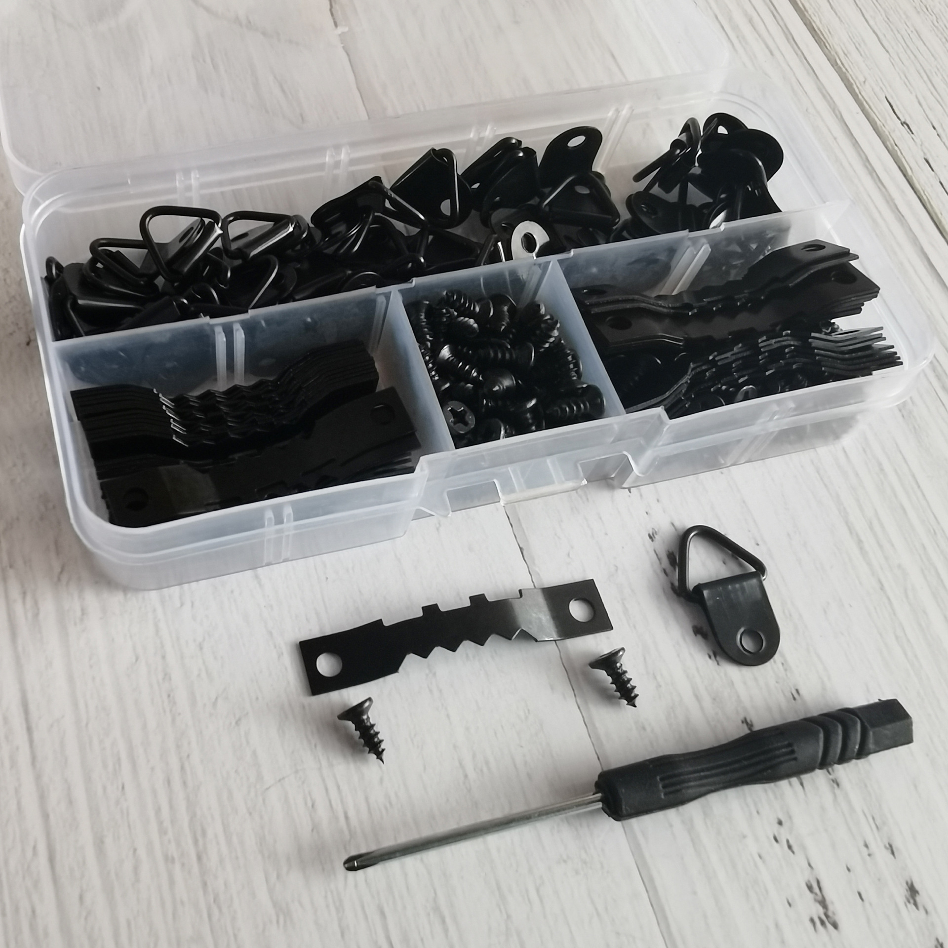 251 черные зубчатые крючки треугольное подвесное кольцо набор комбинаций металлические аксессуары для рамок фото упакованные крючки для подвешивания картин