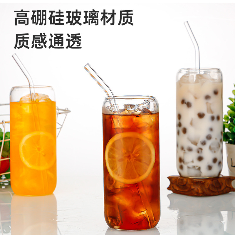 Popular Amazon Coke Cup 16oz Cross-Border High Borosilicate High-Temperature Resistant Glass Beverage Cup with Wooden Lid Coke Cup