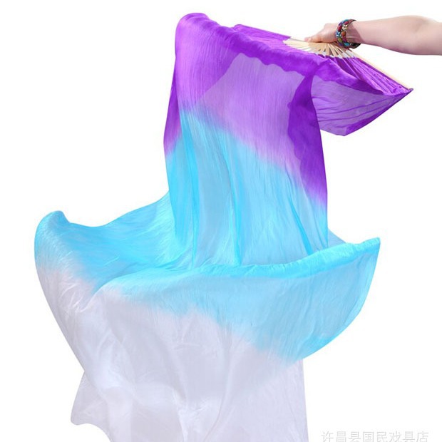 Silk fan belly dance double fan 1.5\1.8 m lengthened dance fan three-color long silk fan silk long fan