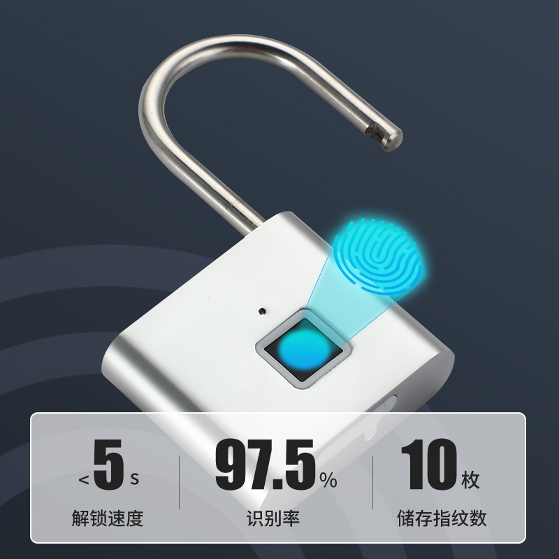 Intelligent Fingerprint Padlock Outdoor Waterproof Anti-rust Padlock Intelligent Electronic Padlock Head Door Anti-theft Code Lock Cabinet