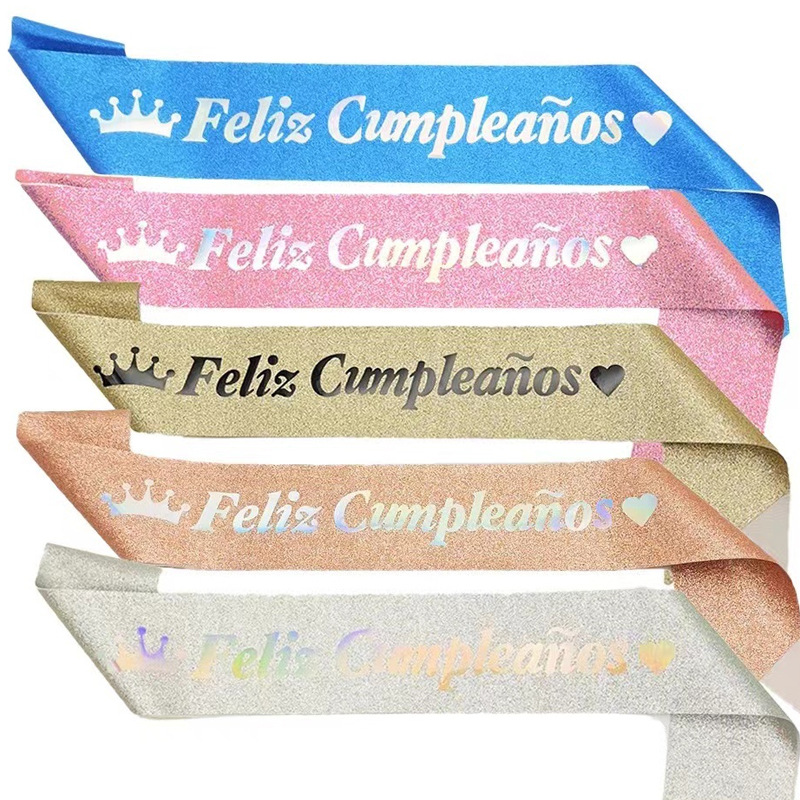 Испанский день рождения плечевой пояс лента вежливости FELIZCUMPLEANOS испанский пояс вежливости Европа и Америка