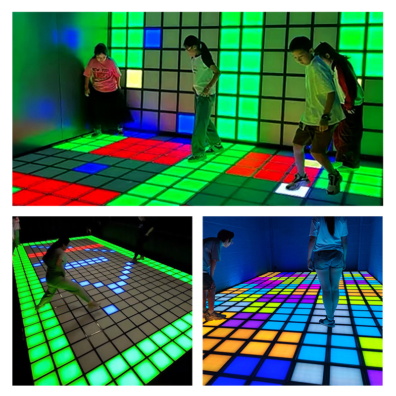 Cross-Border Sales of Indoor Interactive Game Led Floor Tiles, Step-On Game Lights, Square Battle Game