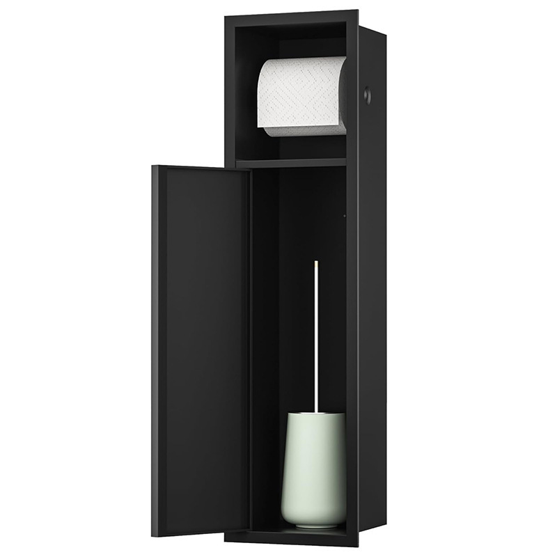 Cross-Border Bathroom Stainless Steel Toilet Cabinet, Metal Storage Cabinet, Tissue Holder, Toilet Brush, Niche Rack, Minimalist Style