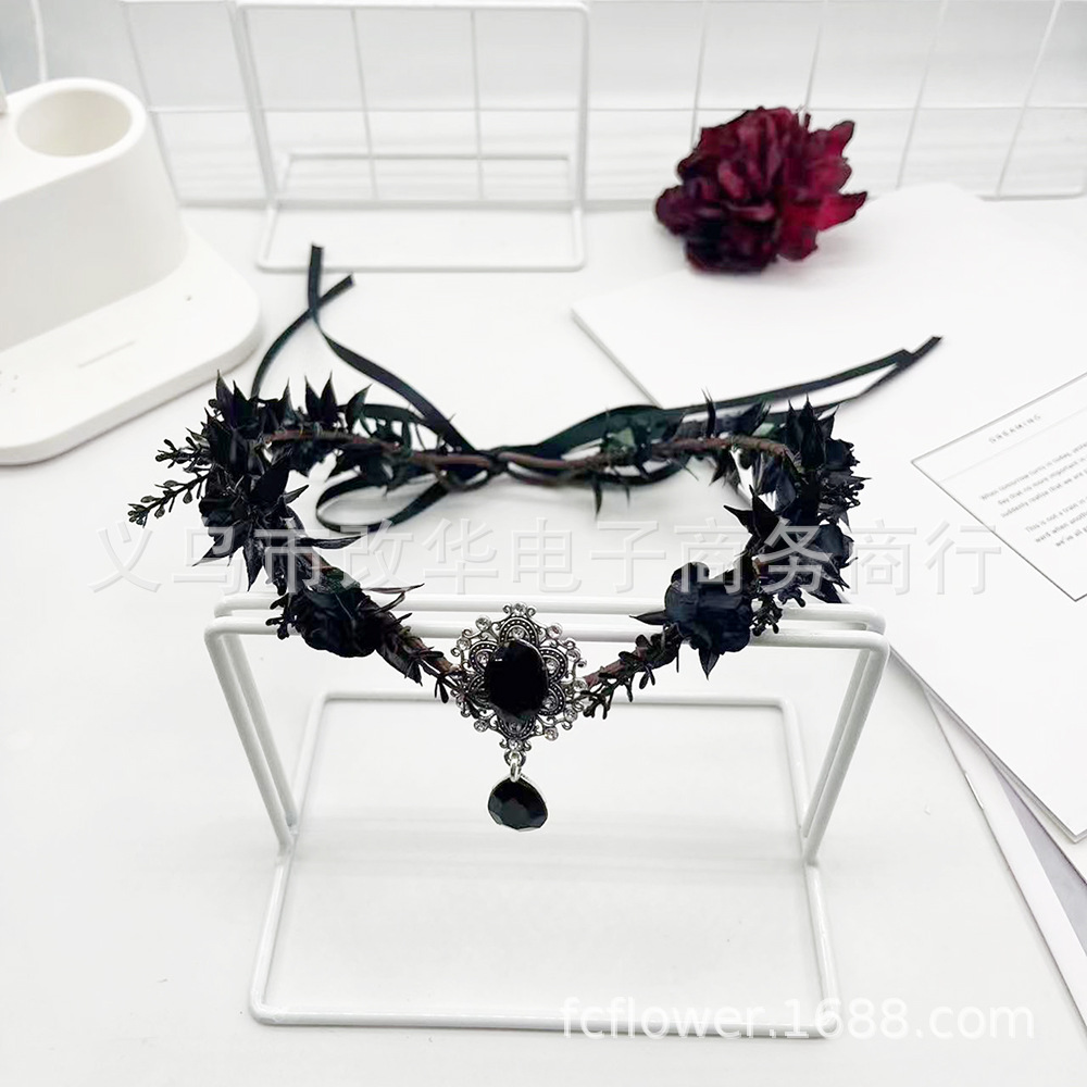 Новое цветочное обручальное кольцо Мори на Хэллоуин готическая головная повязка винтажные аксессуары для костюма эльфа с венком на бровях