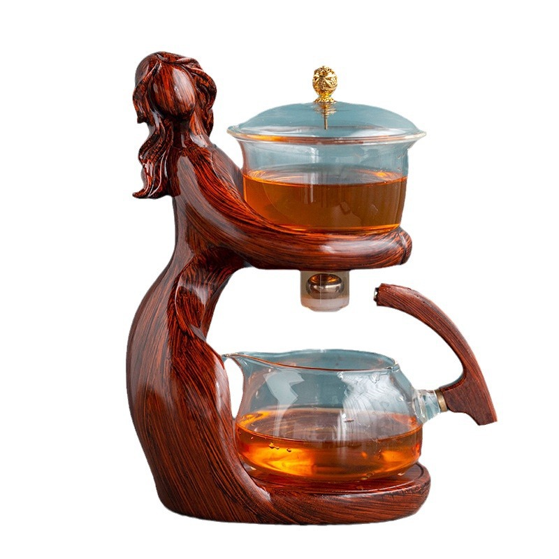 Creative Ladies Magnetic Induction Water Discharge Teapot for Lazy People Automatic Tea Set Household Tea Meeting Artifact