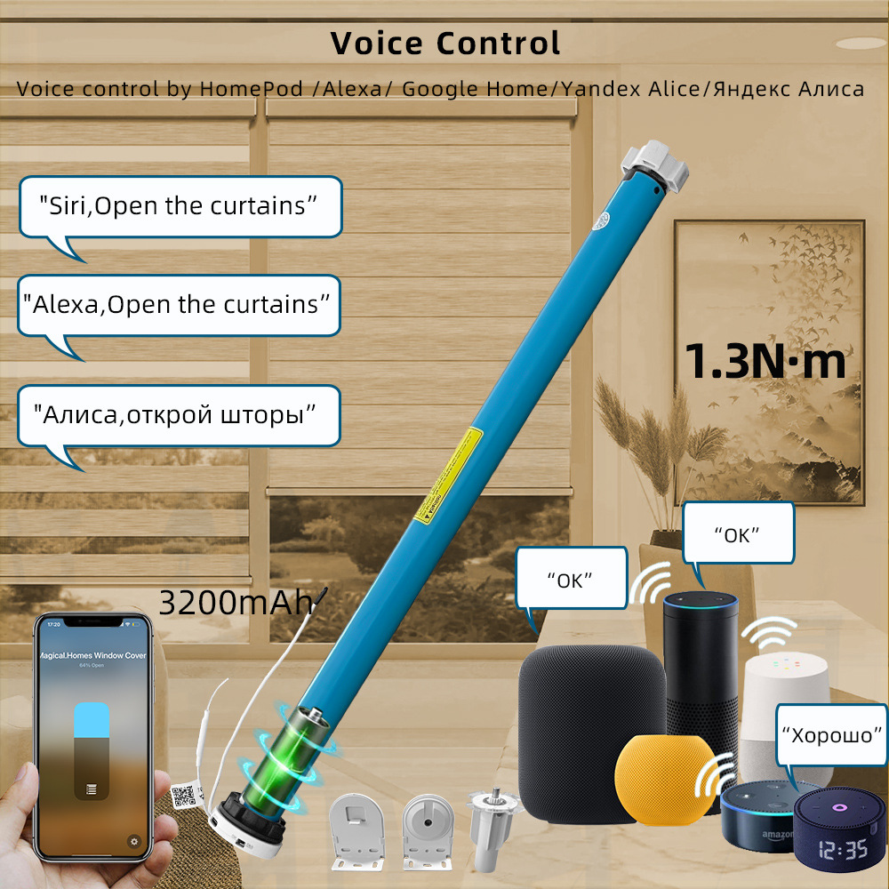 matter thread battery smart roller shutter tubular electric curtain motor for 38MM aluminum tube HomeKit